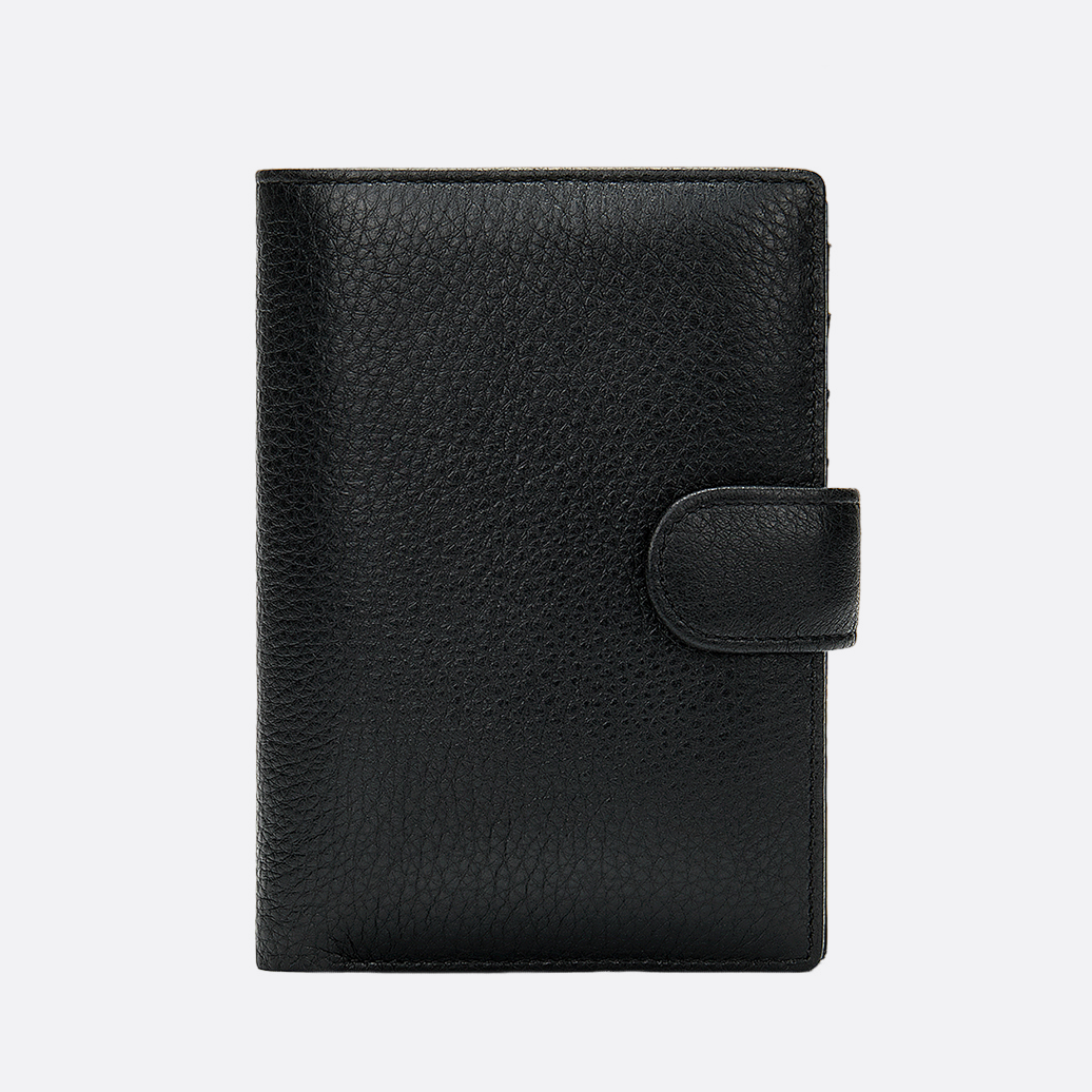 Genuine cowhide leather vertical clasp wallet