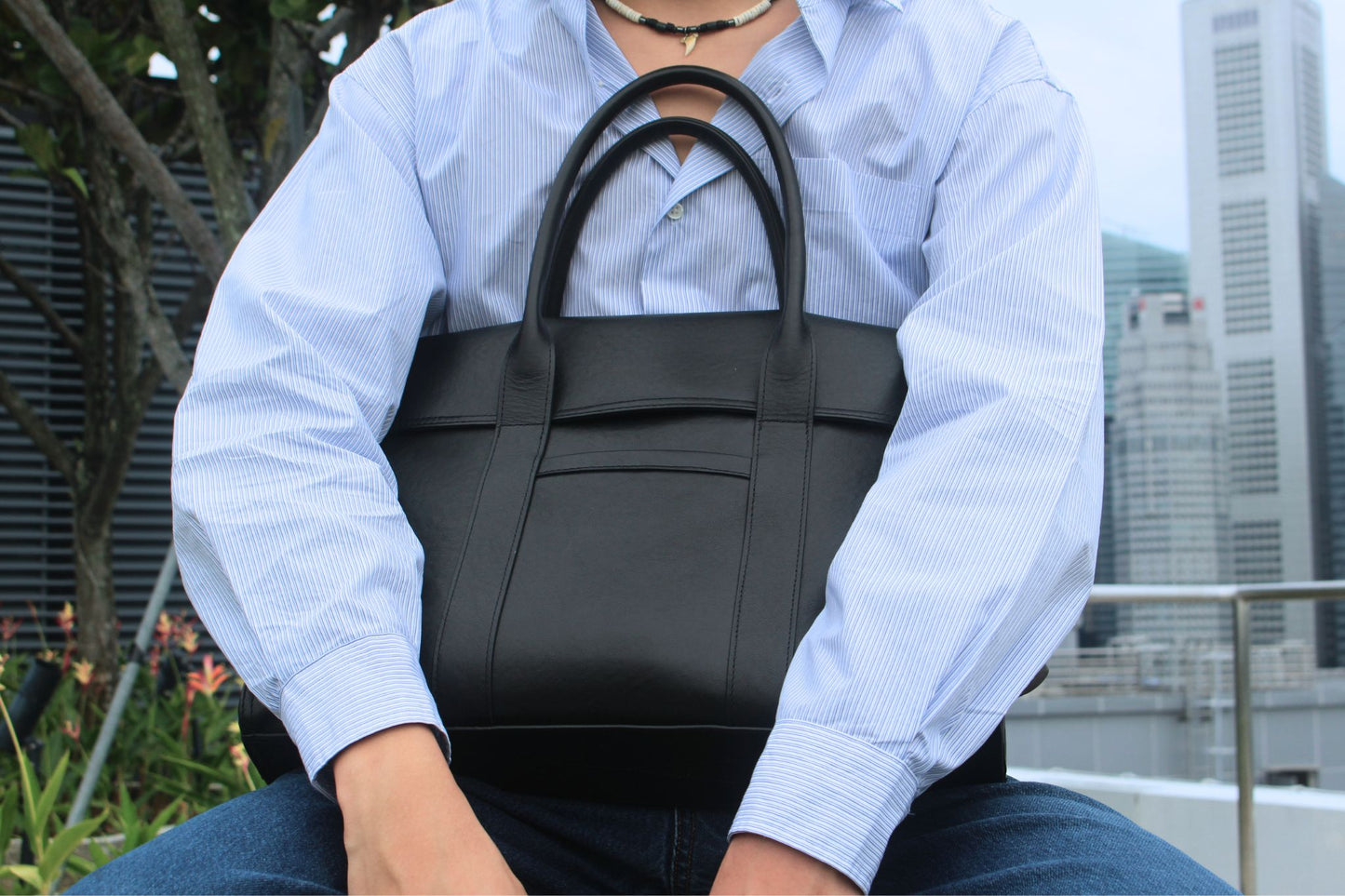 Flap design genuine cowhide leather travel briefcase
