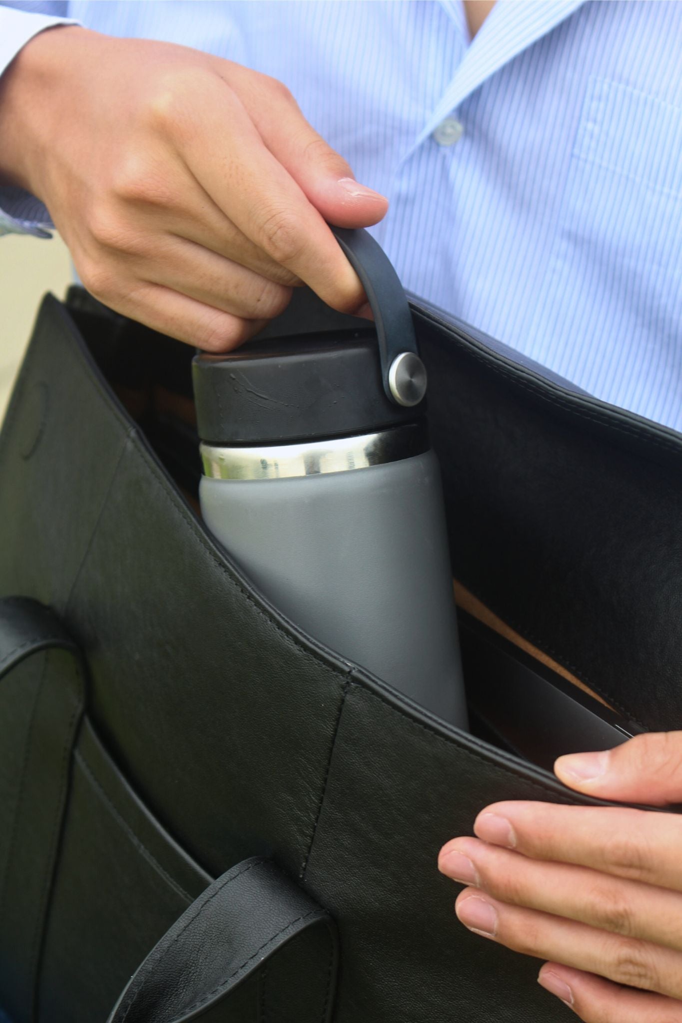 Flap design genuine cowhide leather travel briefcase