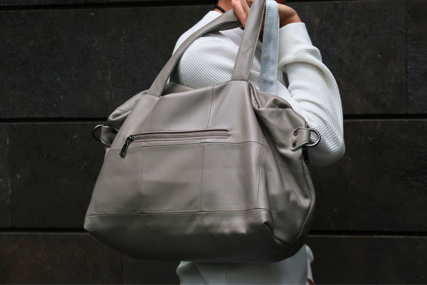 Ellipse duffel design genuine cowhide leather bag with sling