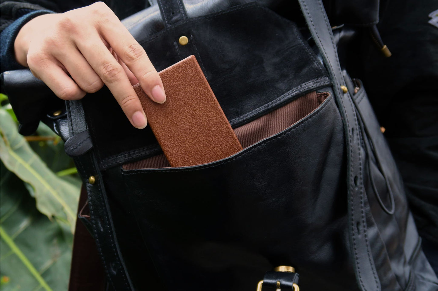 Torba design genuine cowhide leather roll top backpack