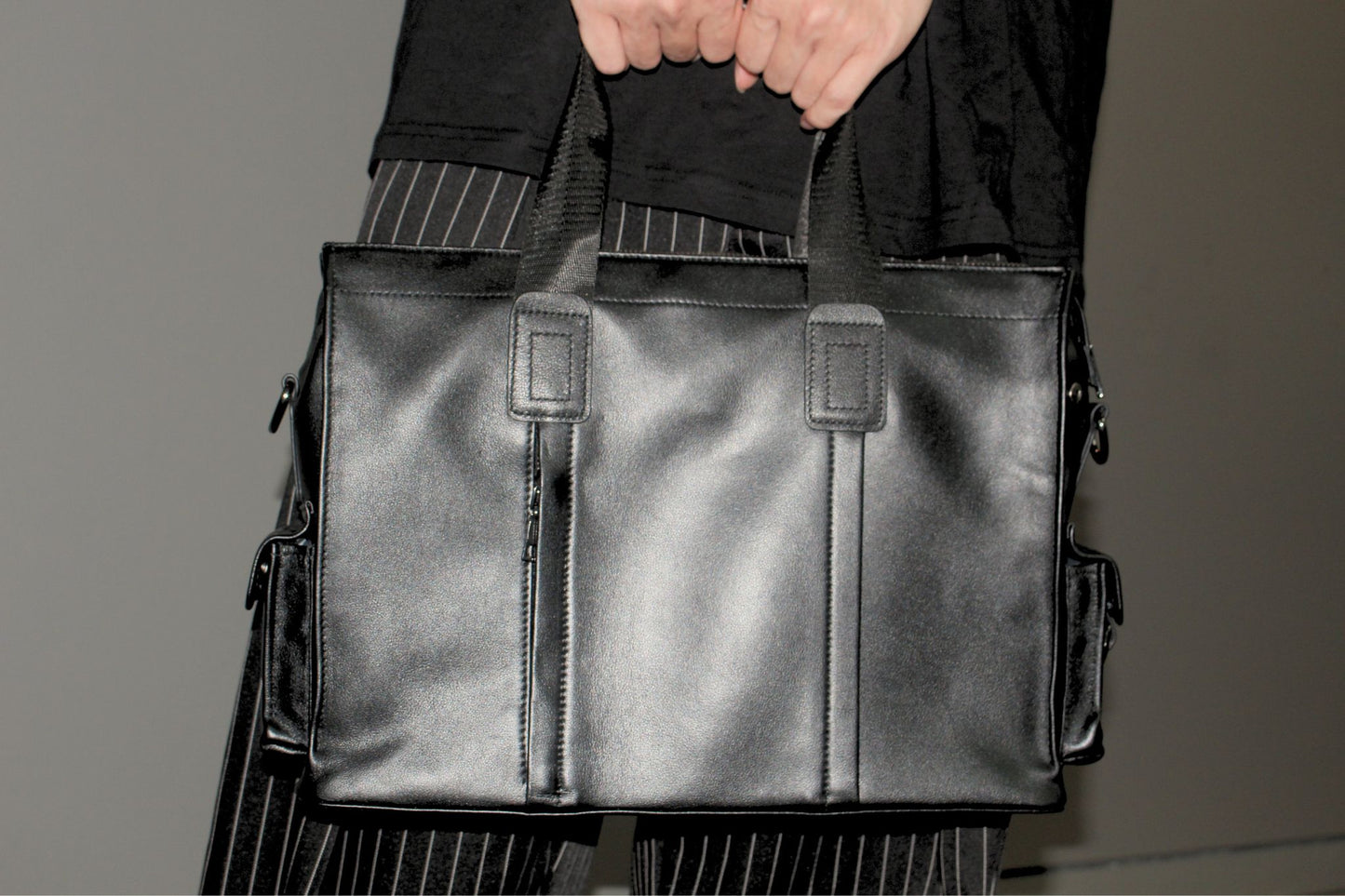 Potter design genuine cowhide leather briefcase with sling