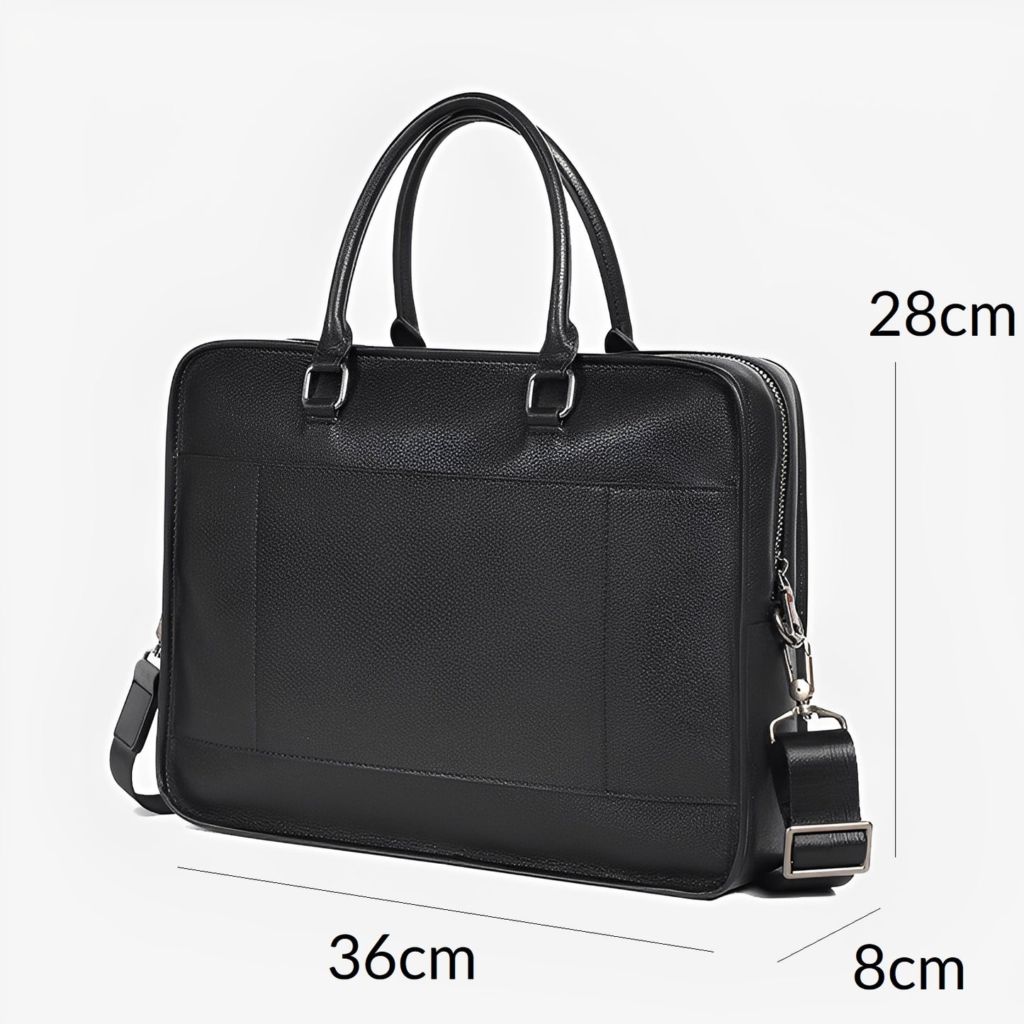 Zip design genuine cowhide leather travel briefcase with sling