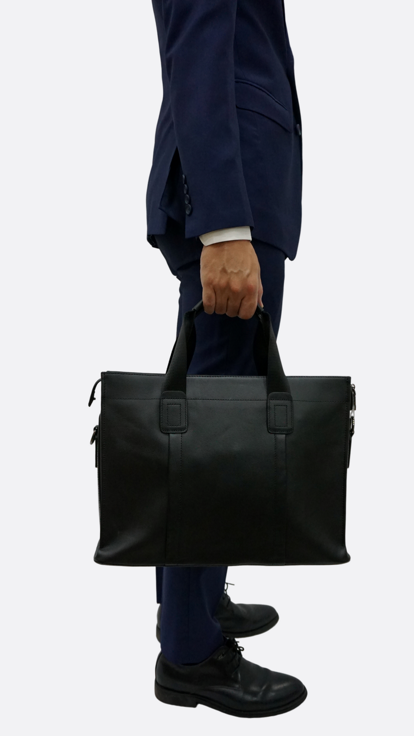 Potter design genuine cowhide leather briefcase with sling