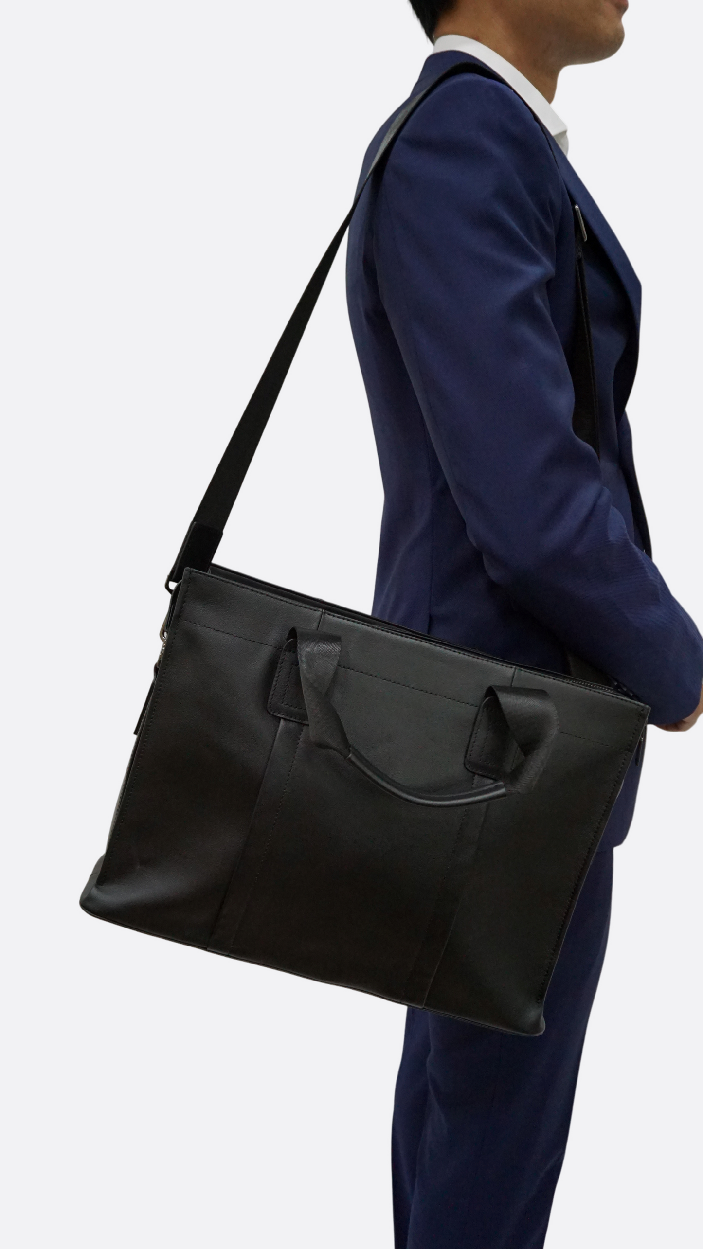 Potter design genuine cowhide leather briefcase with sling