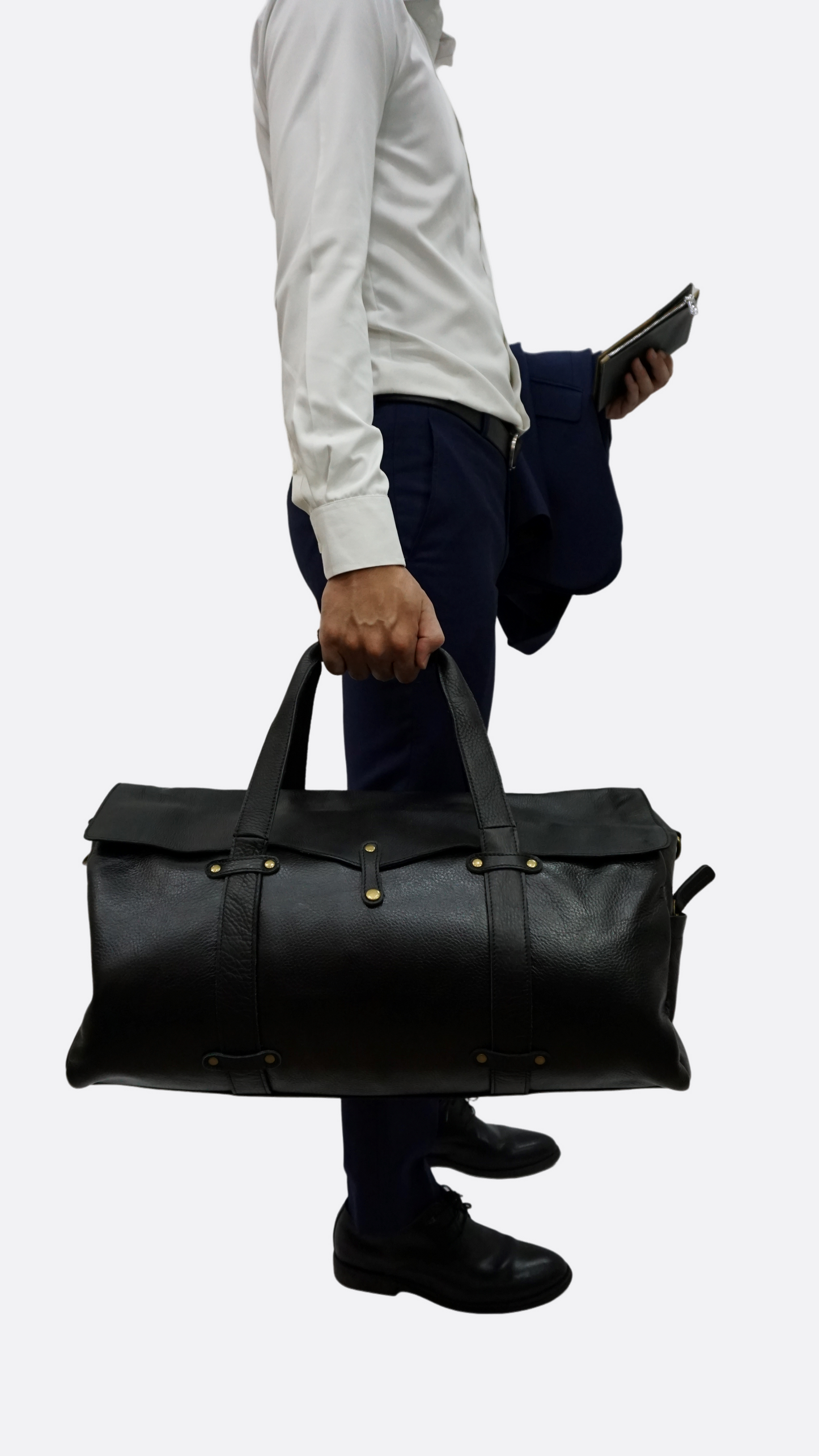 Vintage design genuine cowhide leather duffel travel bag