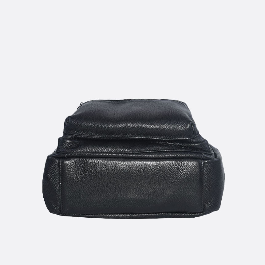 Multi zip design genuine cowhide leather backpack