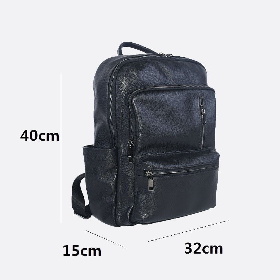 Multi zip design genuine cowhide leather backpack