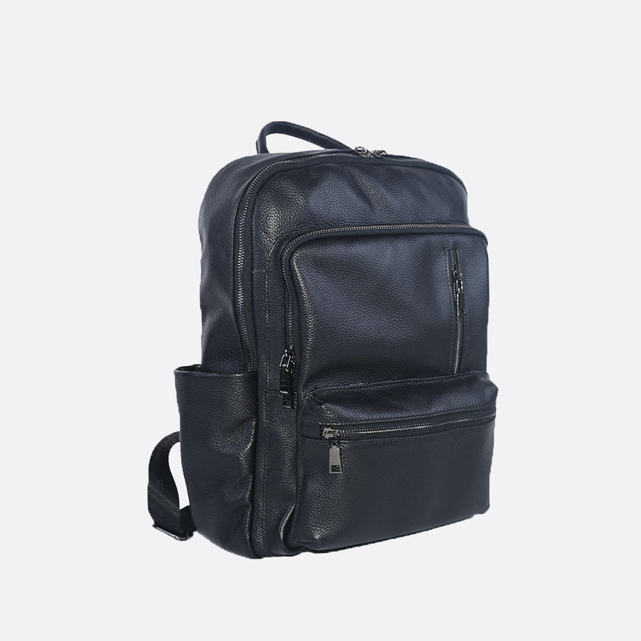 Multi zip design genuine cowhide leather backpack
