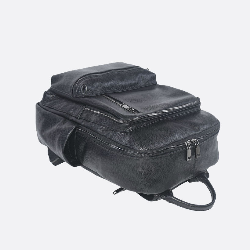 Multi zip design genuine cowhide leather backpack