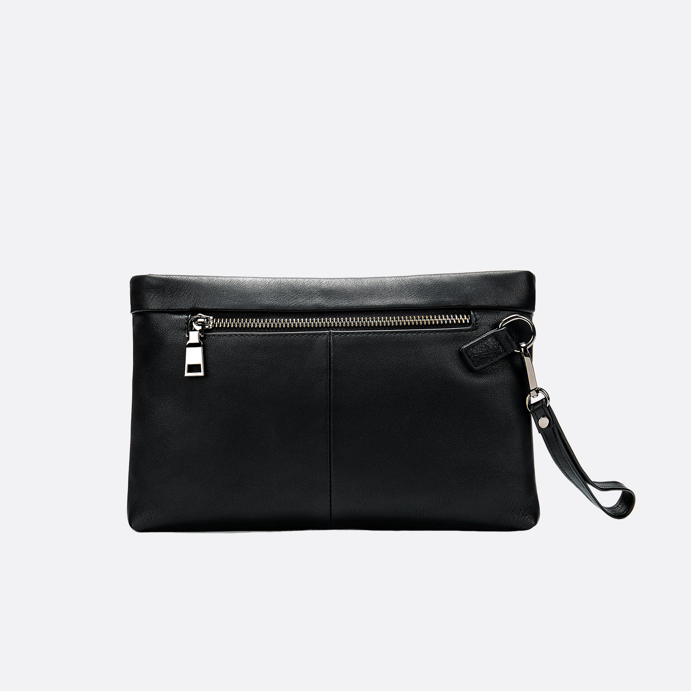 Genuine cowhide leather hand clutch with wrist strap