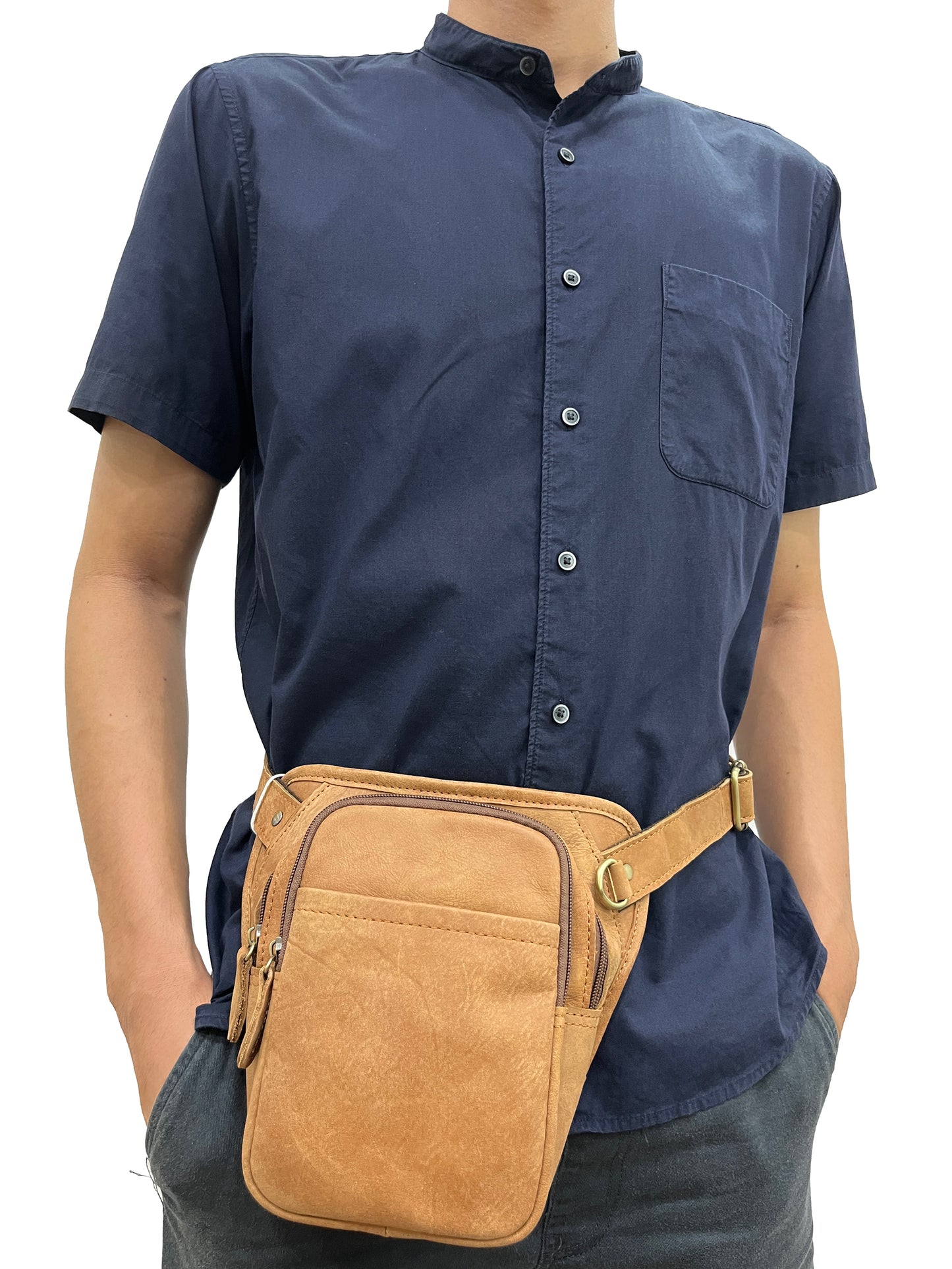 Genuine cowhide leather holster pouch fanny pack