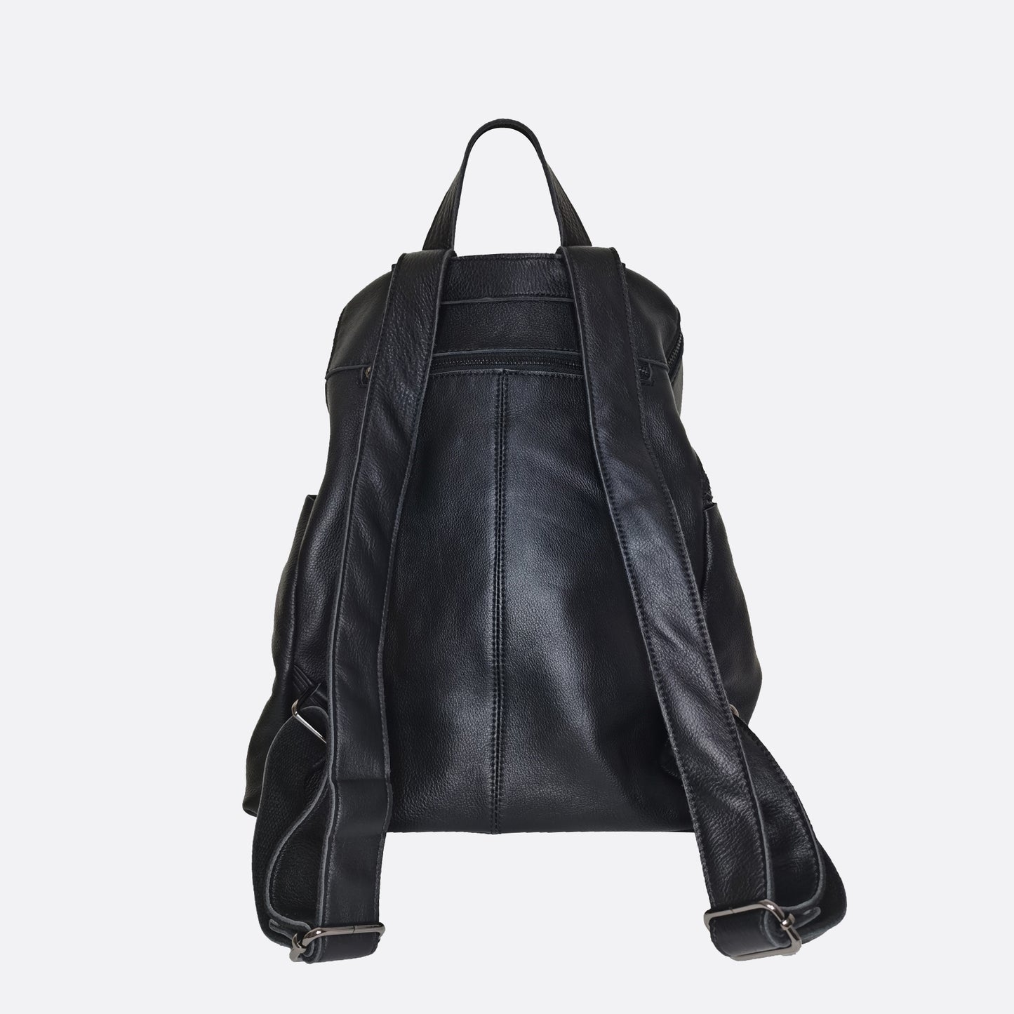 Snap design genuine cowhide leather backpack with strap pouch