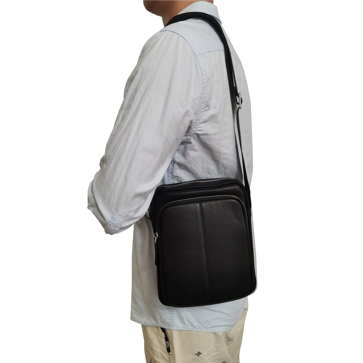 Pouch design genuine cowhide leather sling bag