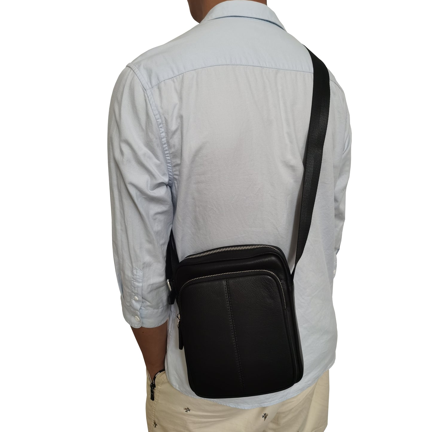 Pouch design genuine cowhide leather sling bag