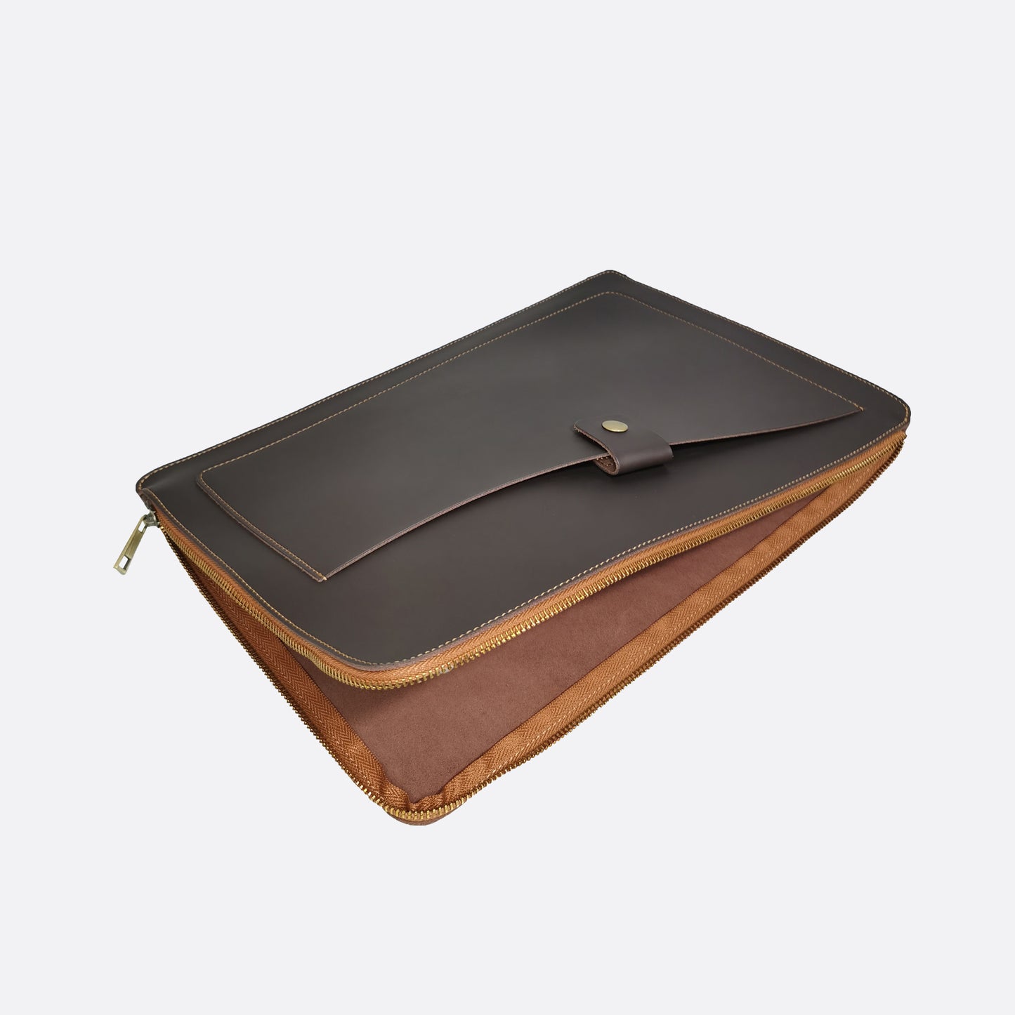 Snap design genuine cowhide leather clutch/laptop sleeve / laptop folio