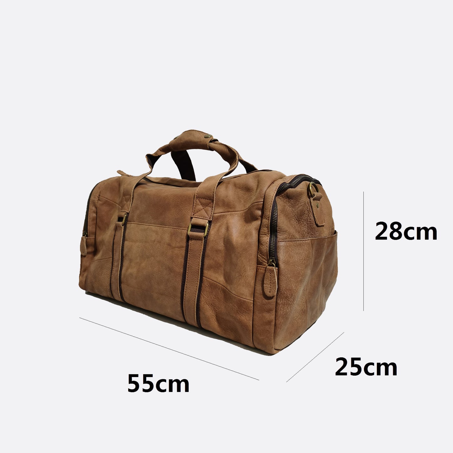 Genuine cowhide leather duffel travel bag