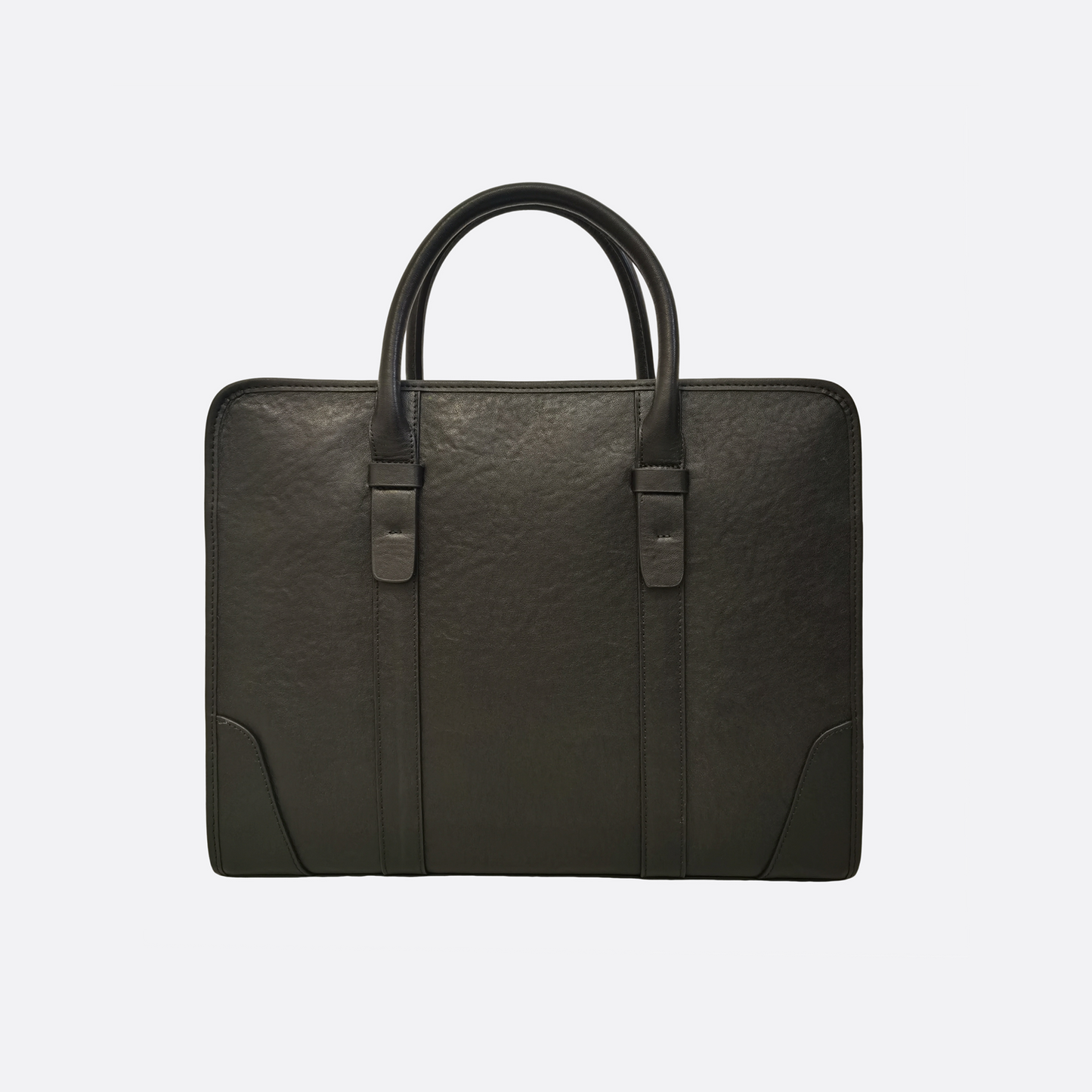 Double belt design genuine cowhide leather briefcase with sling