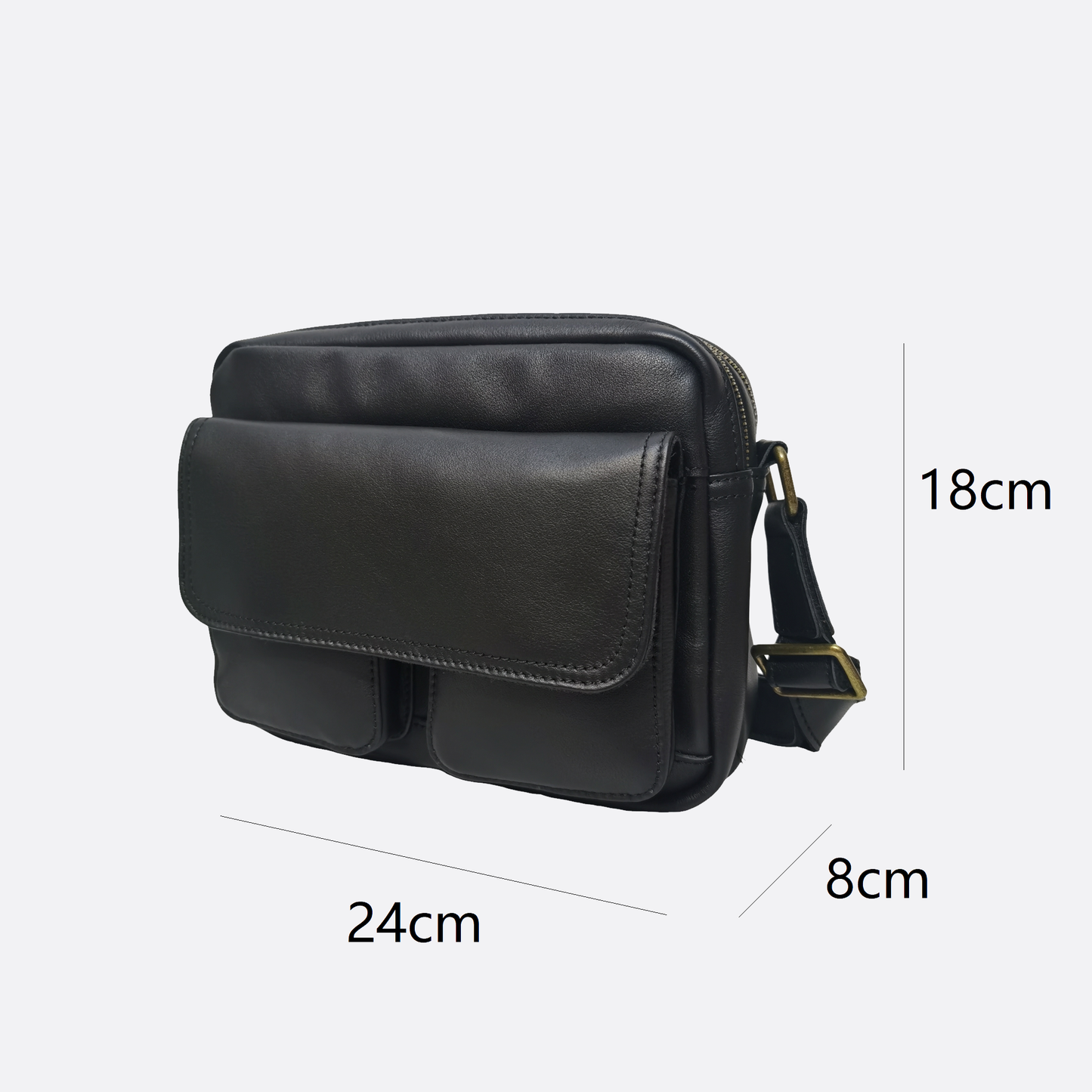 Poches messenger design genuine cowhide leather sling bag