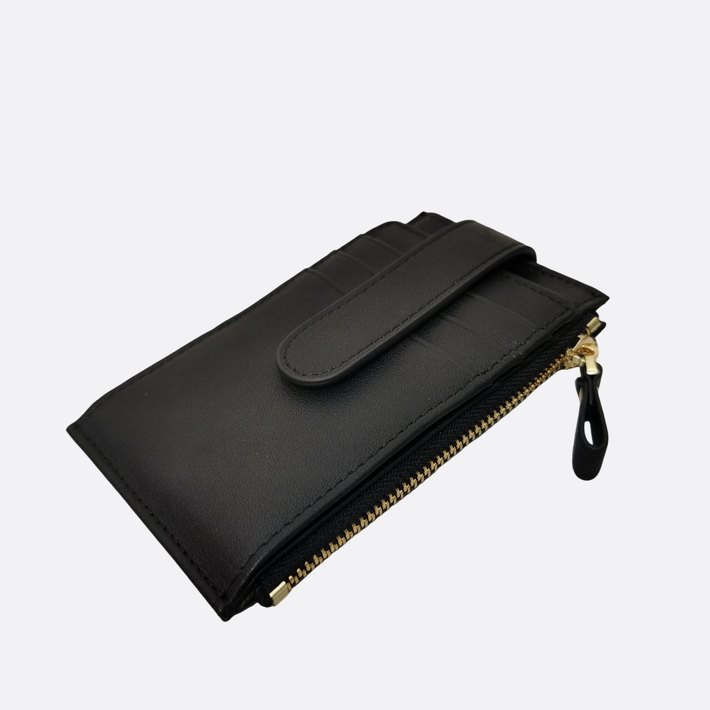 Genuine cowhide leather cowhide leather card holder with buckle and zip