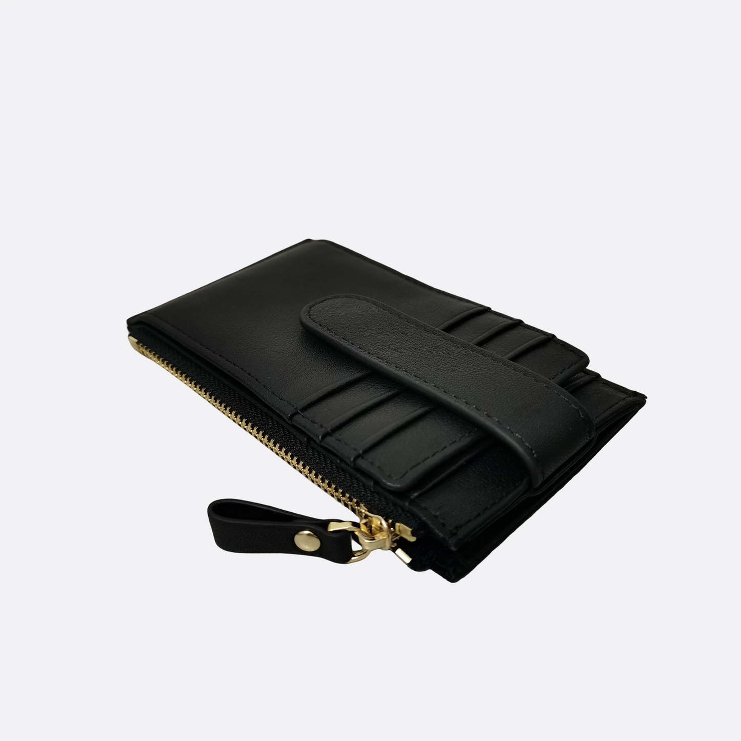 Genuine cowhide leather cowhide leather card holder with buckle and zip