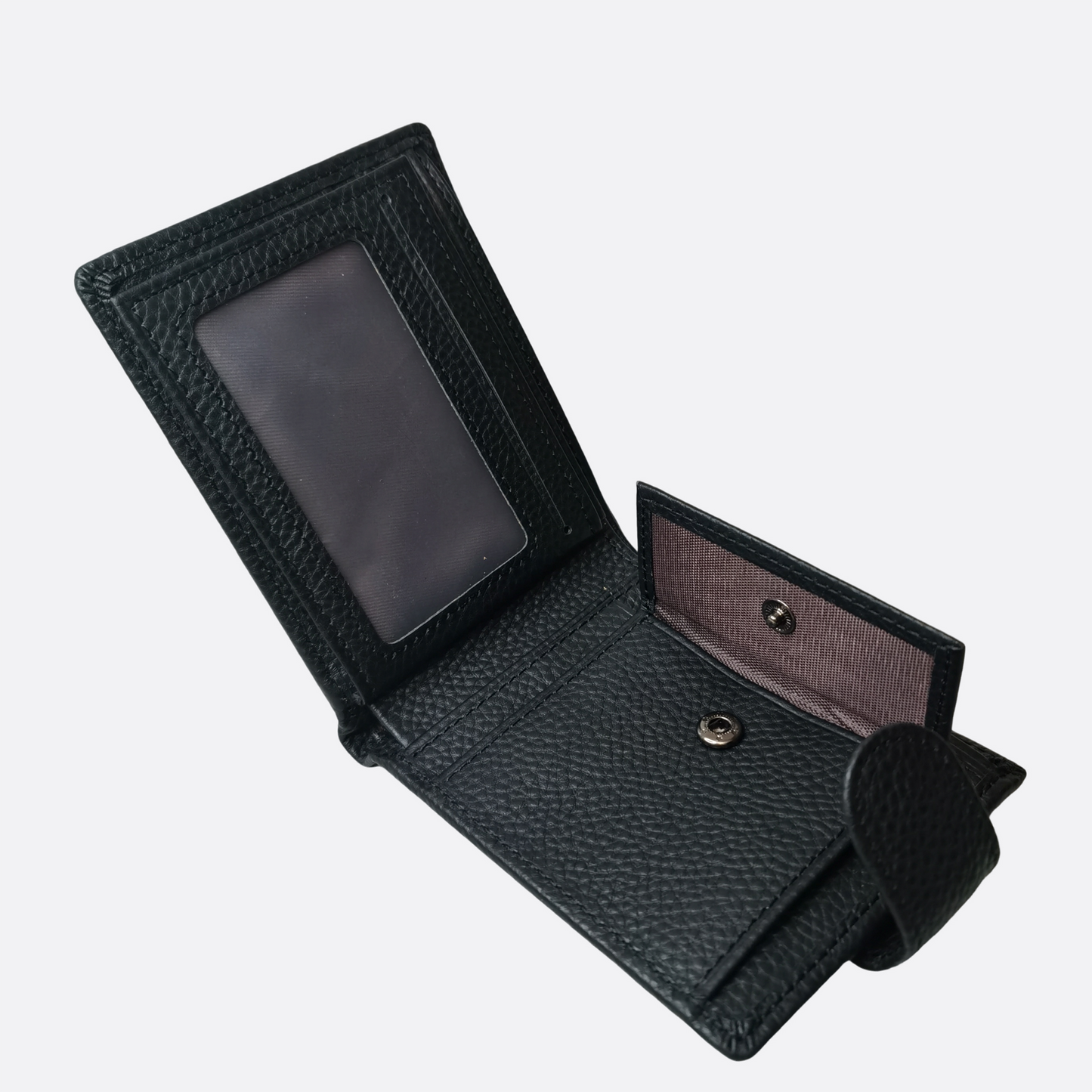 Genuine cowhide leather clasp flap wallet