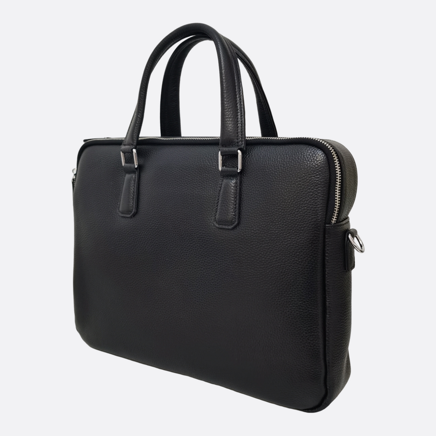 Triple zip design cowhide leather briefcase with sling