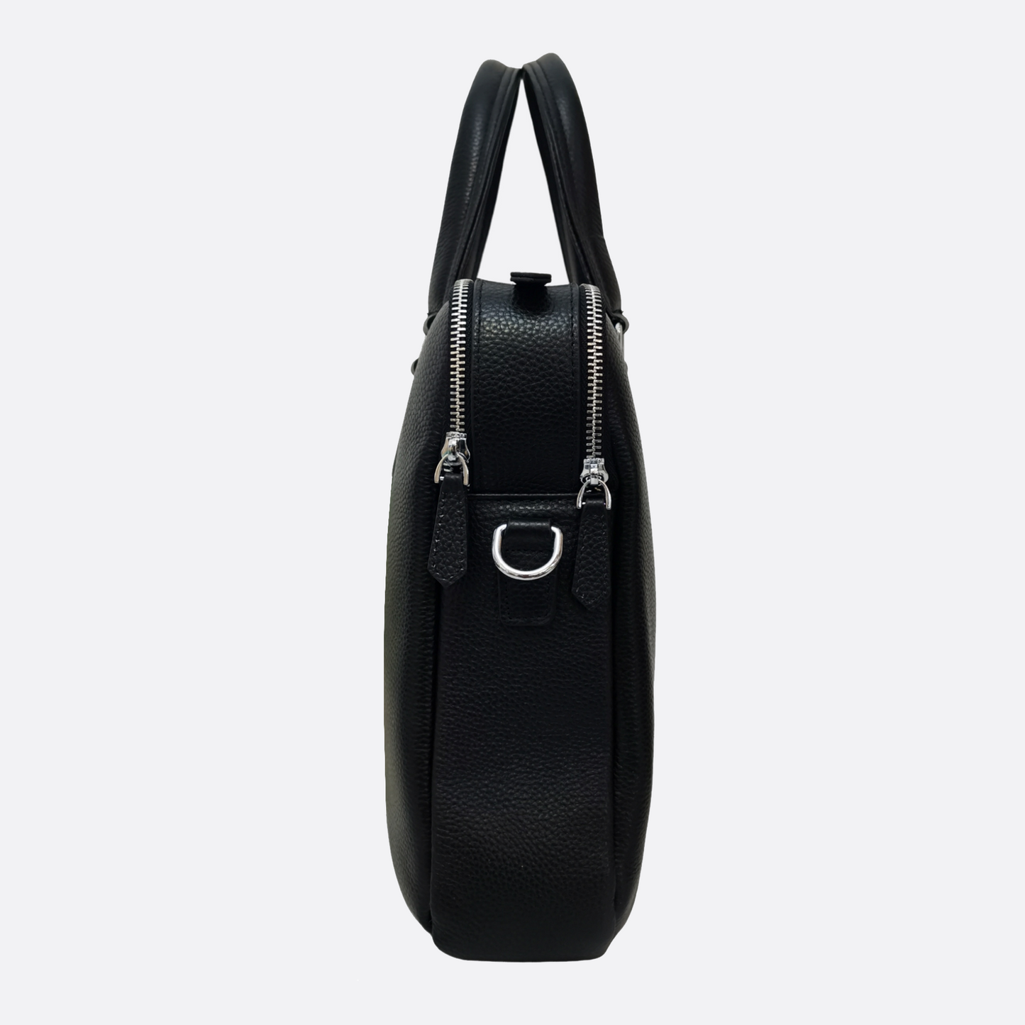 Triple zip design cowhide leather briefcase with sling