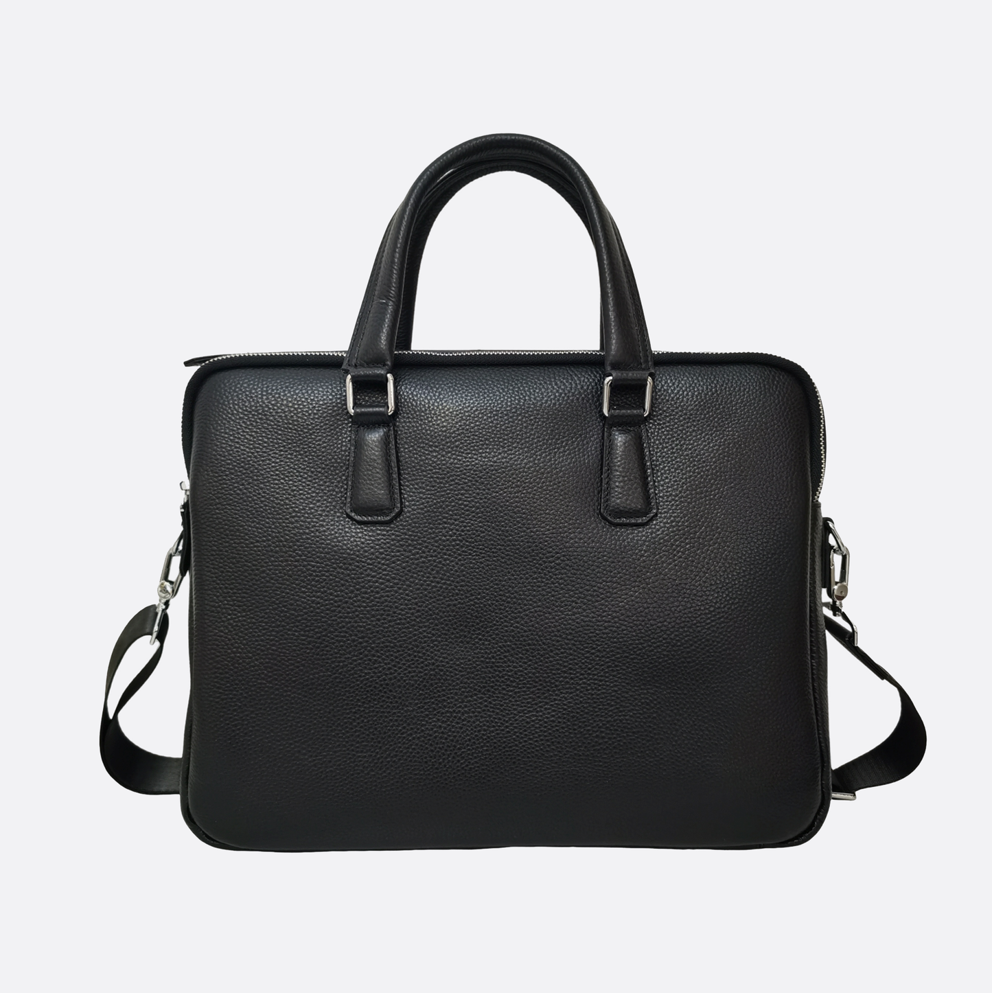 Triple zip design cowhide leather briefcase with sling