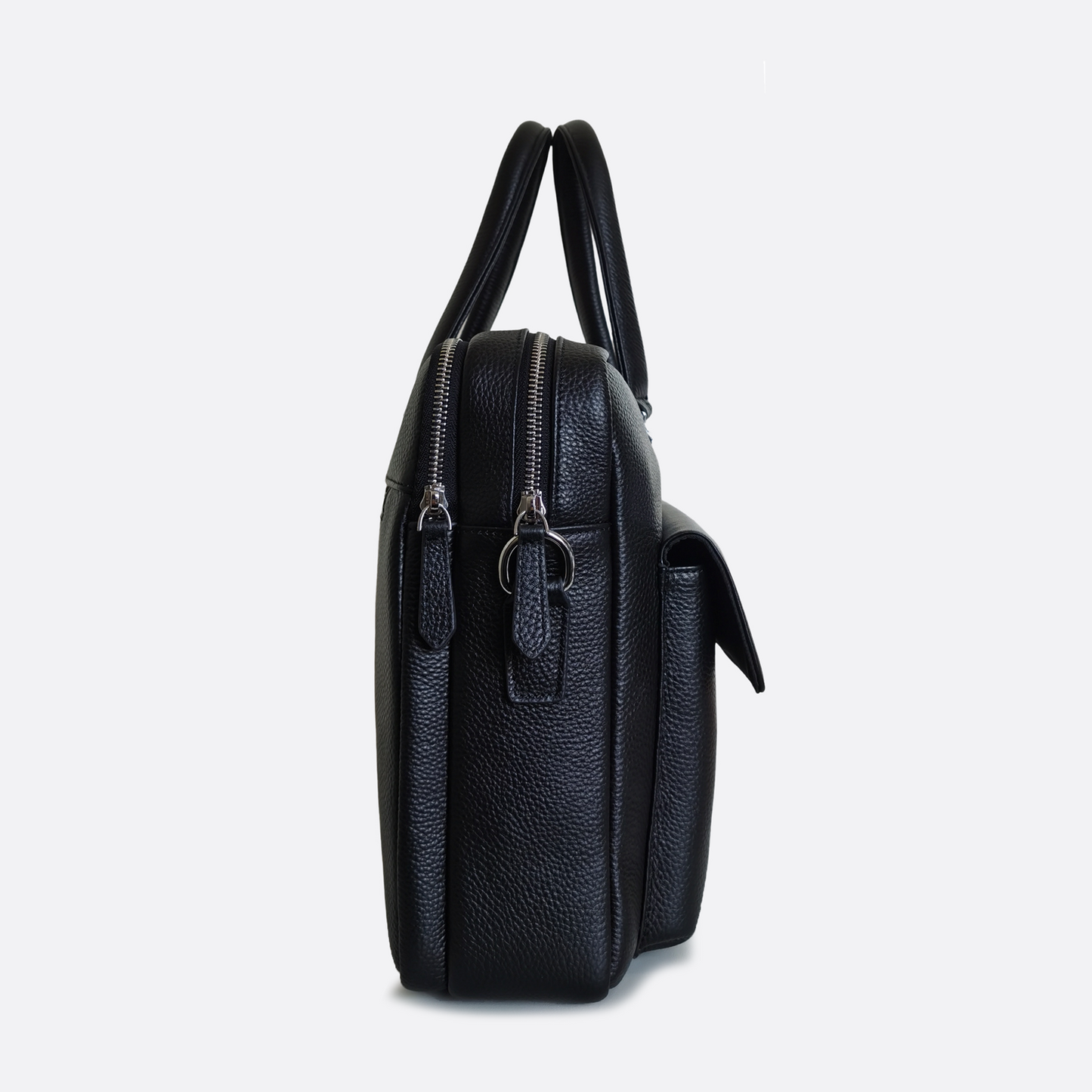 Poches V2 design genuine cowhide leather top handle briefcase with strap