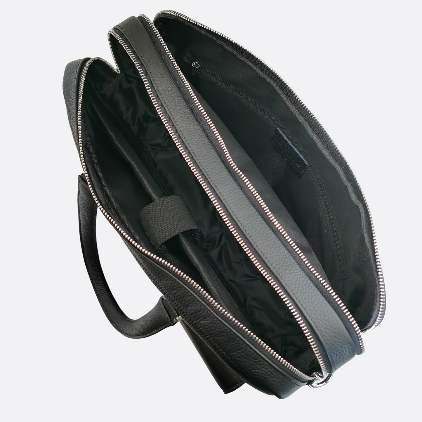 Poches V2 design genuine cowhide leather top handle briefcase with strap