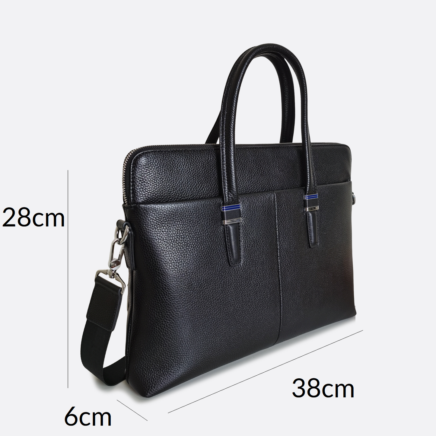 Marcel design genuine cowhide leather slim briefcase with sling