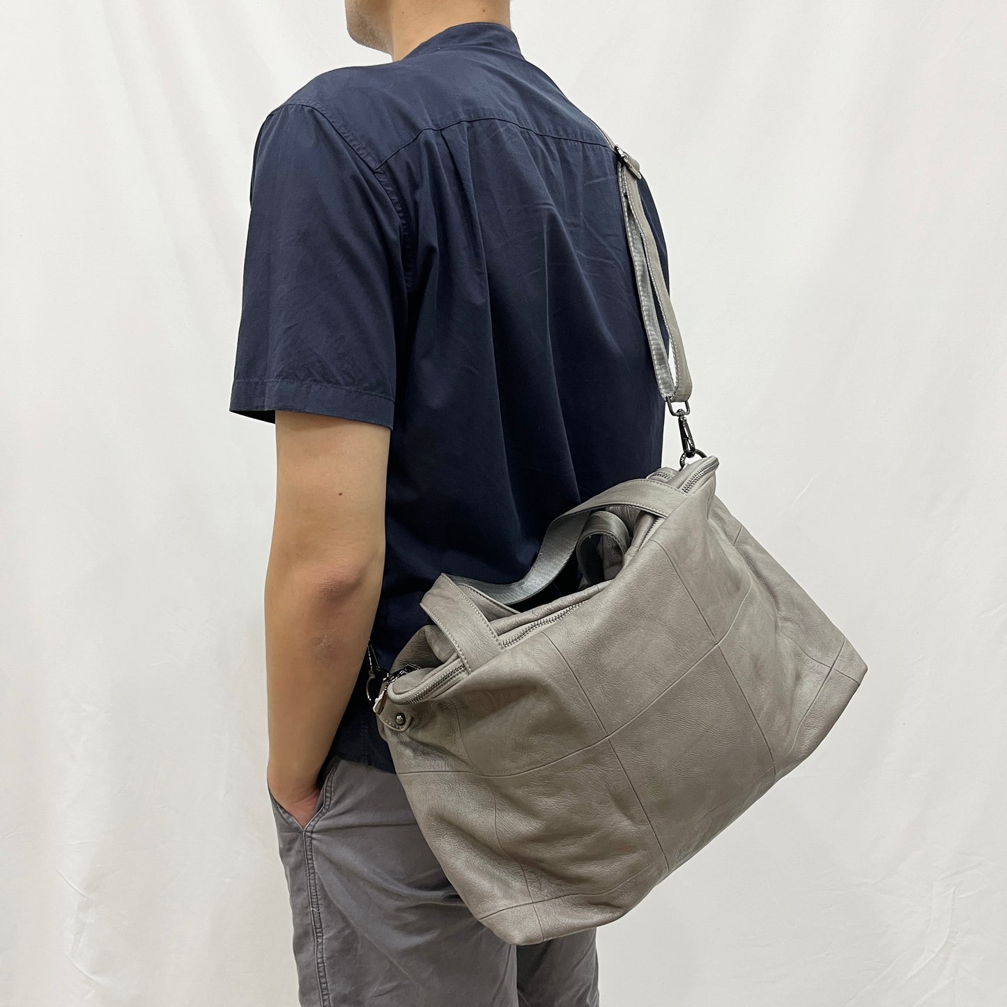 Ellipse duffel design genuine cowhide leather bag with sling