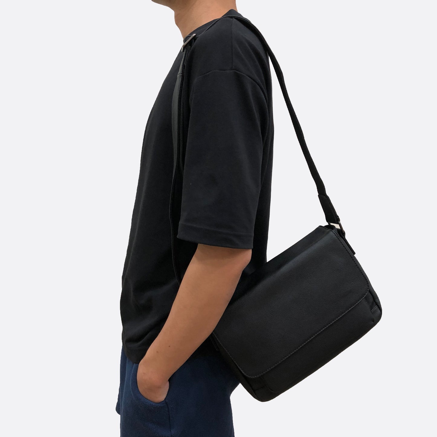 Genuine cowhide leather satchel messenger sling bag