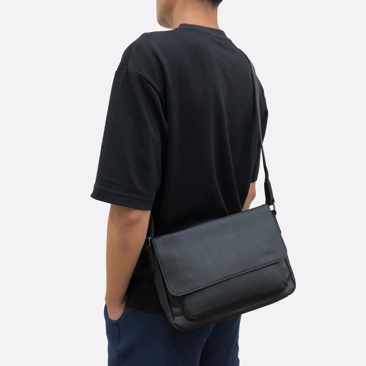 Genuine cowhide leather satchel messenger sling bag