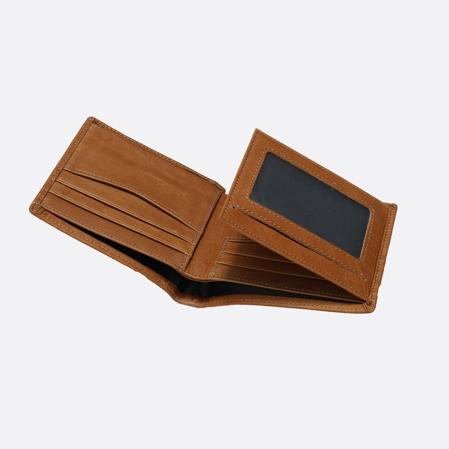 Genuine cowhide leather flap wallet with card slots