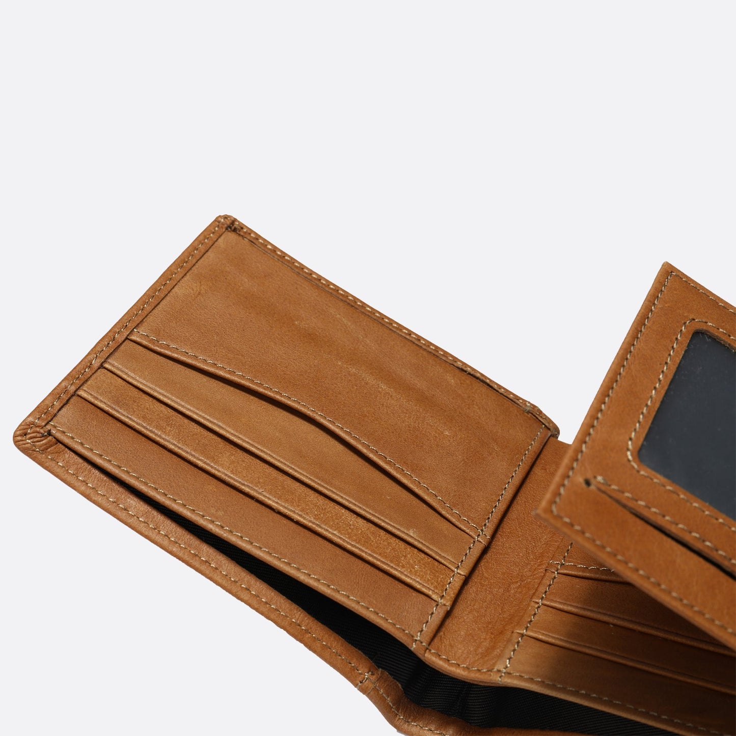 Genuine cowhide leather flap wallet with card slots