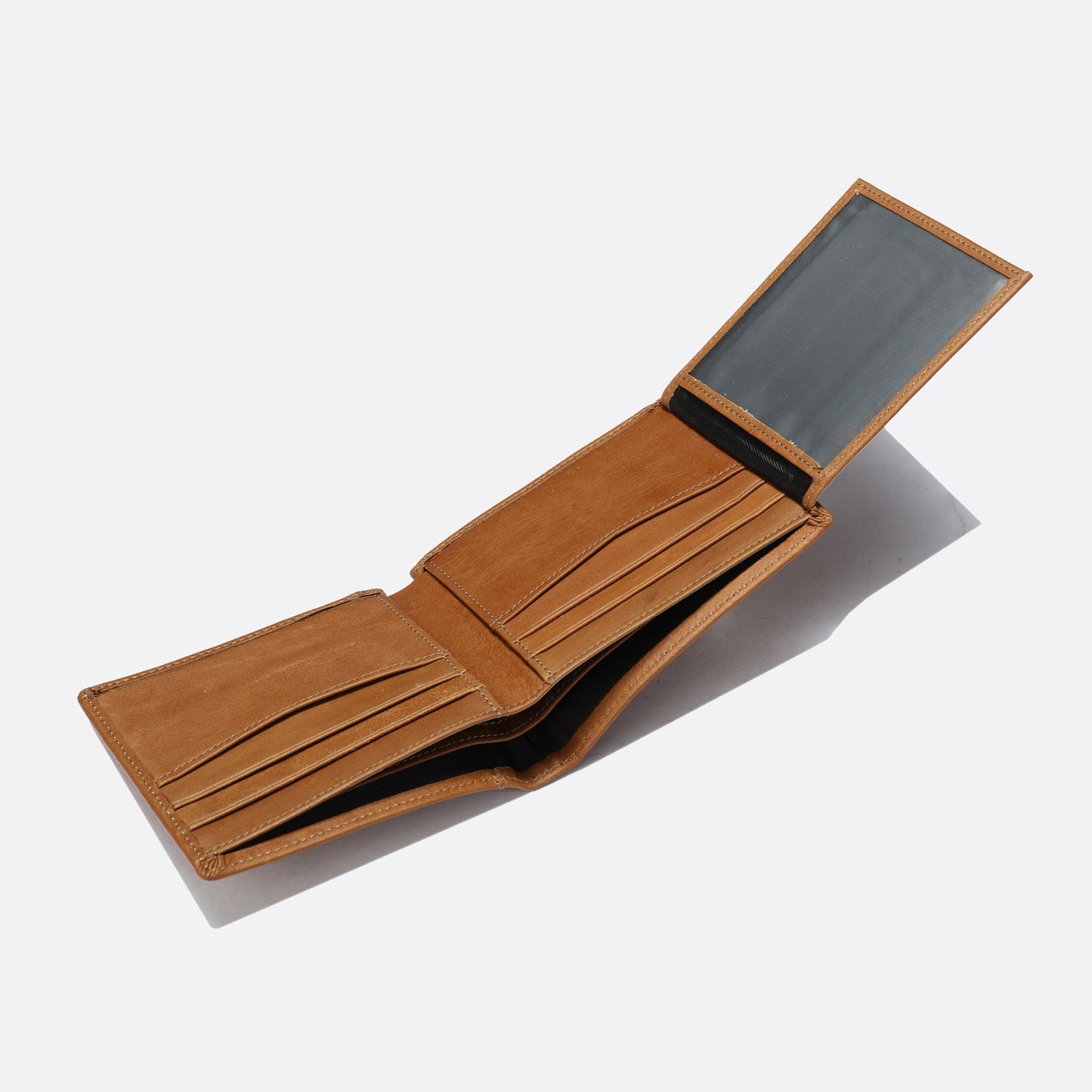 Genuine cowhide leather flap wallet with card slots