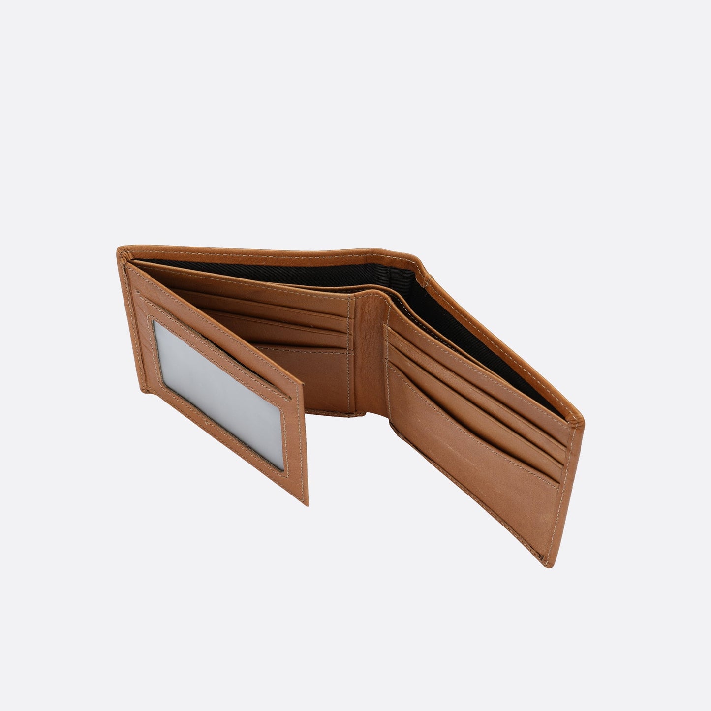 Genuine cowhide leather flap wallet with card slots