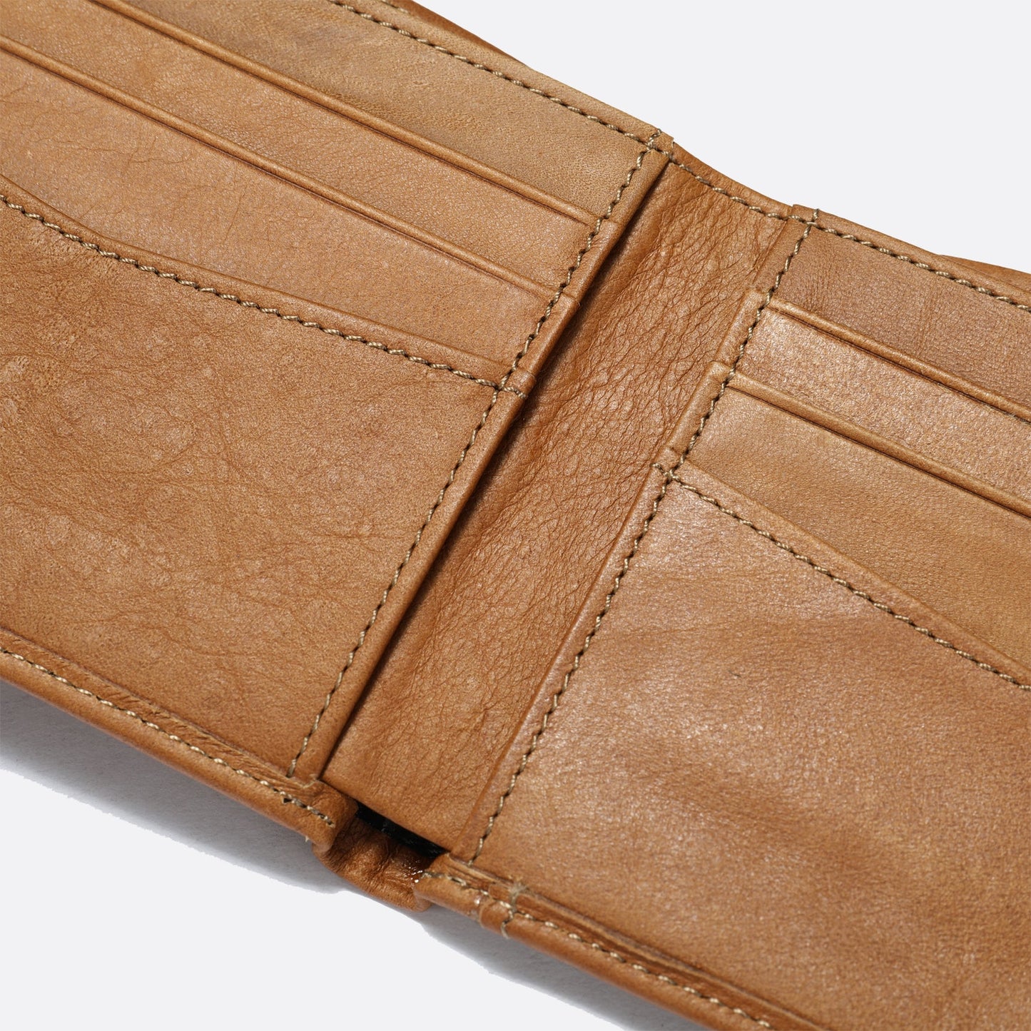 Genuine cowhide leather flap wallet with card slots