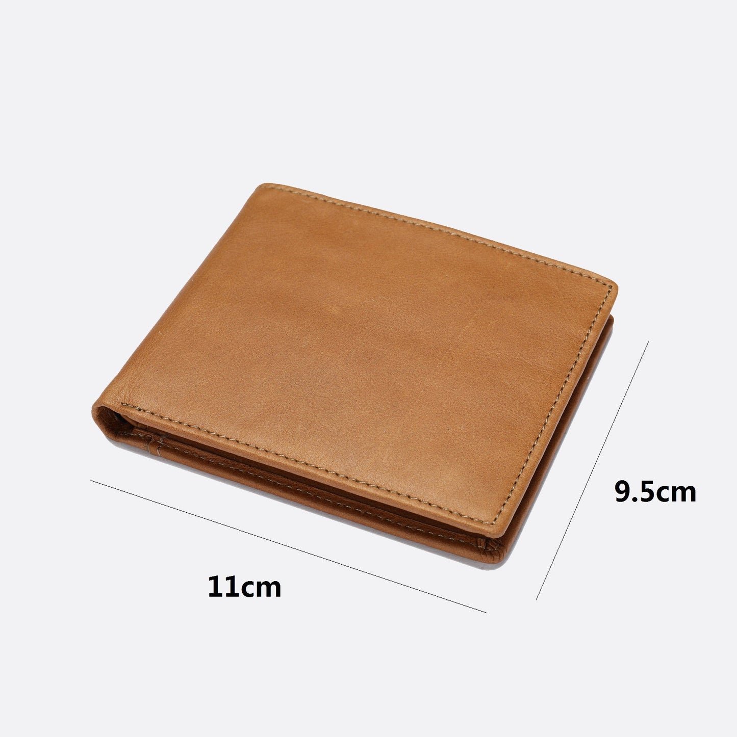 Genuine cowhide leather flap wallet with card slots