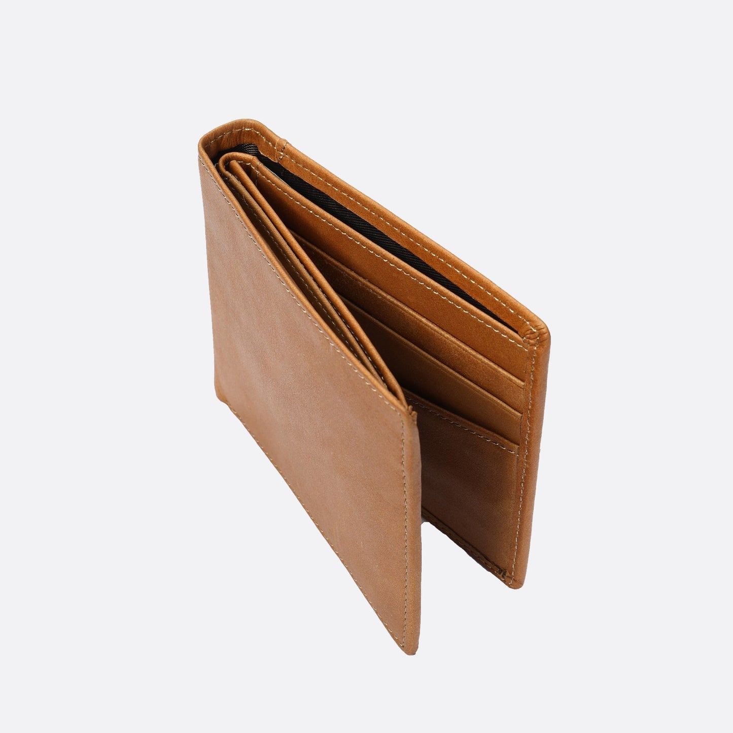 Genuine cowhide leather flap wallet with card slots