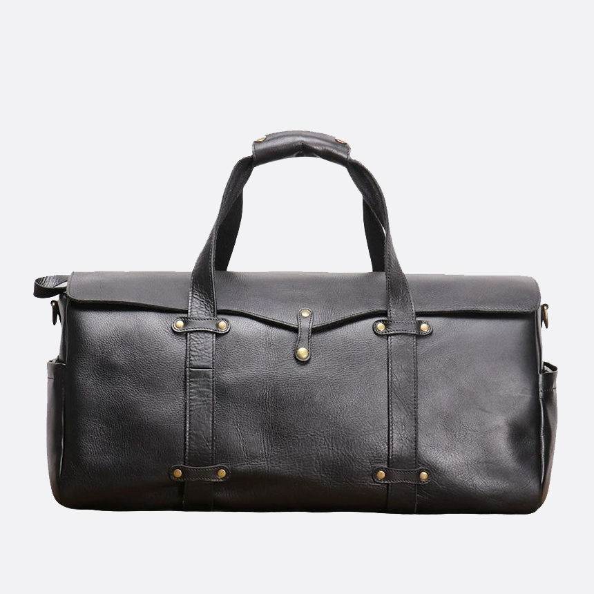 Vintage design genuine cowhide leather duffel travel bag