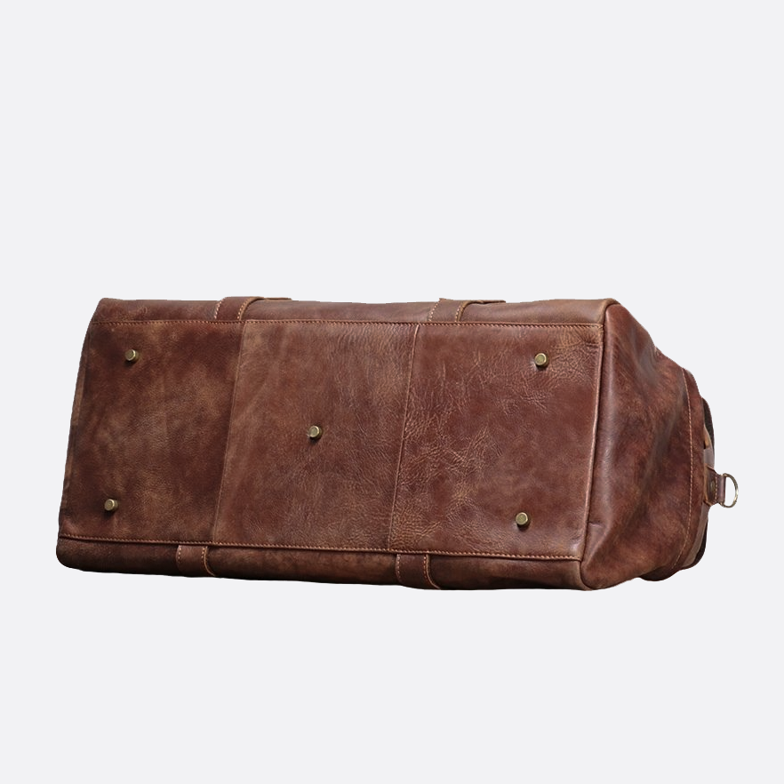 Vintage design genuine cowhide leather duffel travel bag