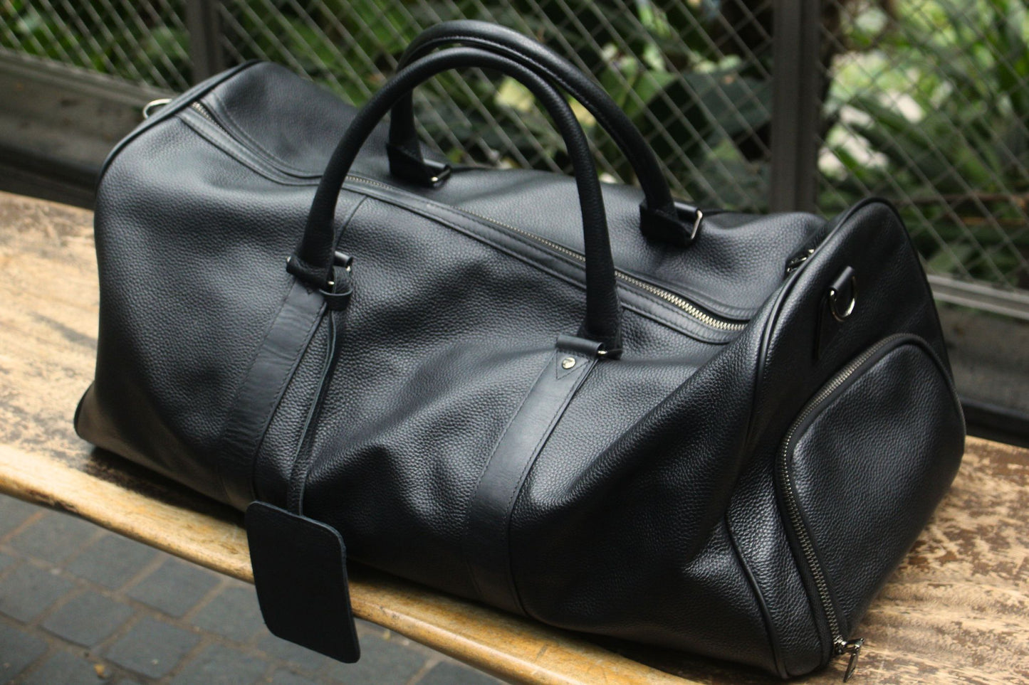 Barrel design genuine cowhide leather duffel travel bag