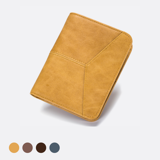 Genuine cowhide leather vertical flap wallet with SIM card slot