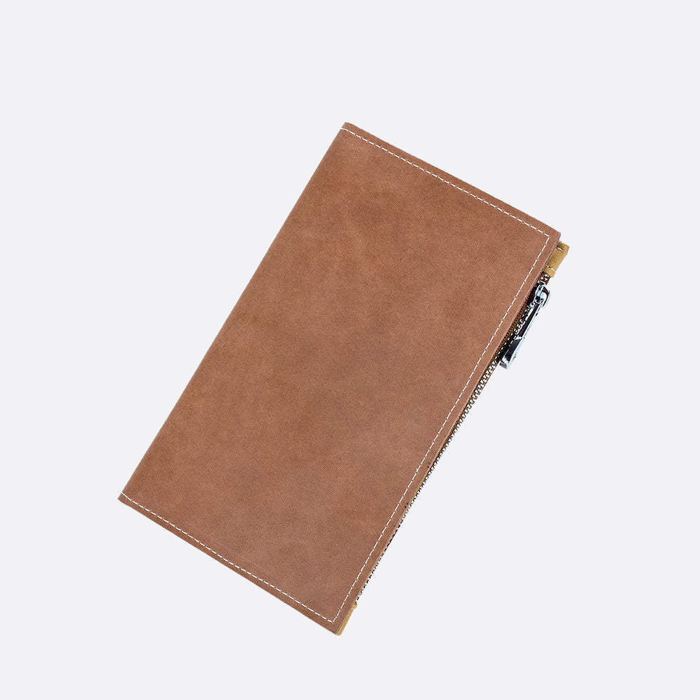 Genuine cowhide leather passport holder travel pouch with snap button