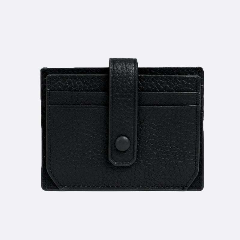 Genuine cowhide leather card holder with buckle
