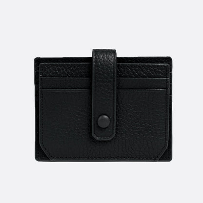 Genuine cowhide leather card holder with buckle
