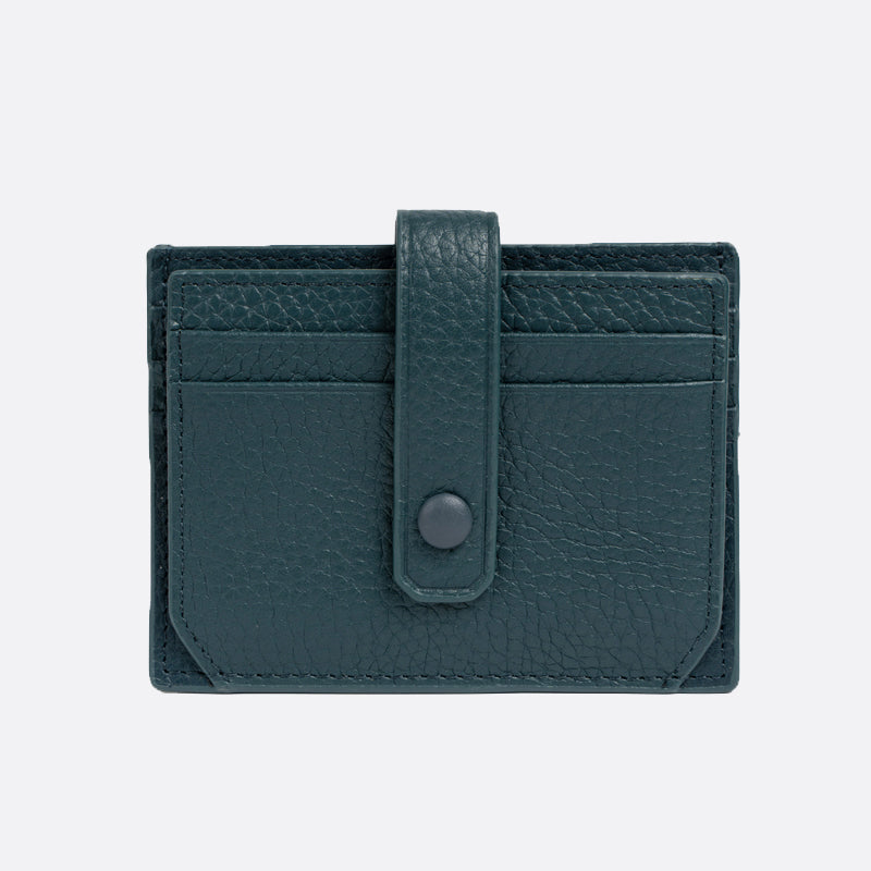 Genuine cowhide leather card holder with buckle